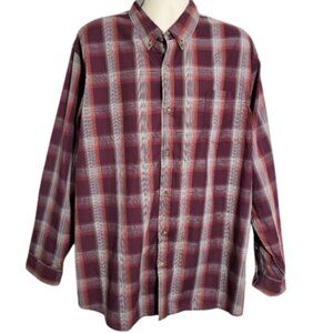 LEE Burgundy & Gray Striped Plaid Button-Down Shirt - New With Tags Men's XXL